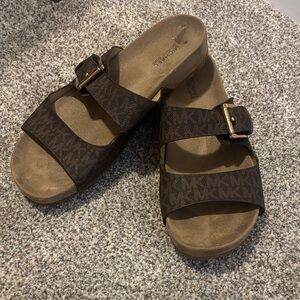 Michael Kors Dark Brown Slide Sandals